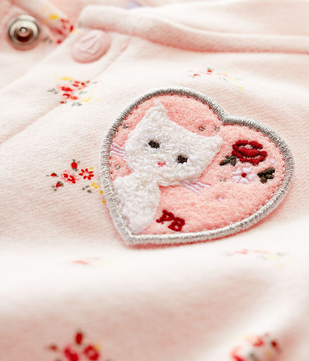 Baby-Teddy-Blouson aus bedrucktem Molton f&uuml;r M&auml;dchen rosa/vielfarbig