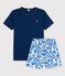 Kinder-Kurzpyjama aus Baumwolle für Jungen blau MEDIEVAL/weiss MULTICO