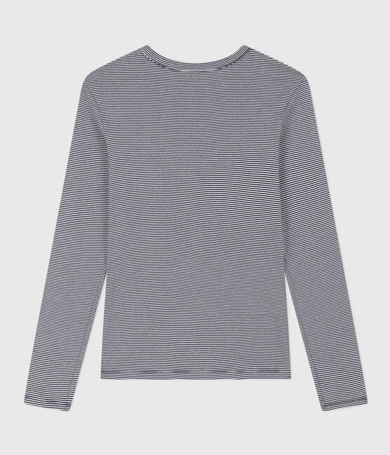 Eng anliegendes T-Shirt mit Rundhalsausschnitt aus Bio-Baumwolle für Damen blau SMOKING/weiss MARSHMALLOW