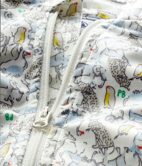 Gemusterte Baby-Windjacke Unisex weiss MARSHMALLOW/blau BRUT/ MULTICO