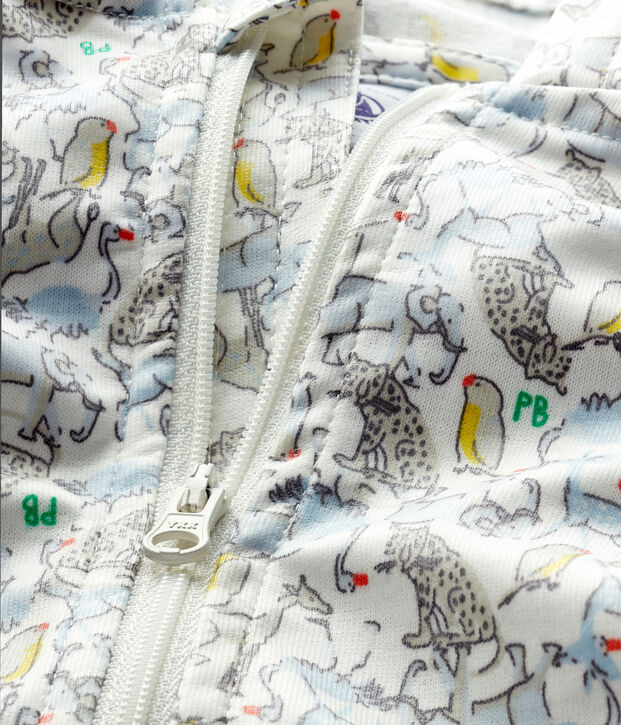 Gemusterte Baby-Windjacke Unisex weiss/gr&uuml;n/vielfarbig