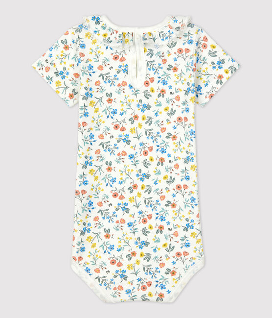 Baby-Body aus Baumwolle mit Blumenmuster und Rüschenkragen weiss MARSHMALLOW/weiss MULTICO