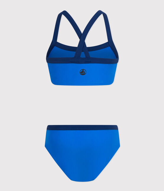 2-teiliger Kinder-Badeanzug für Mädchen blau SURF