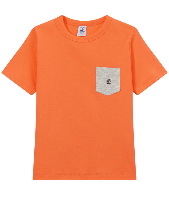 Jungen-T-Shirt mit Brusttasche orange ORIENT