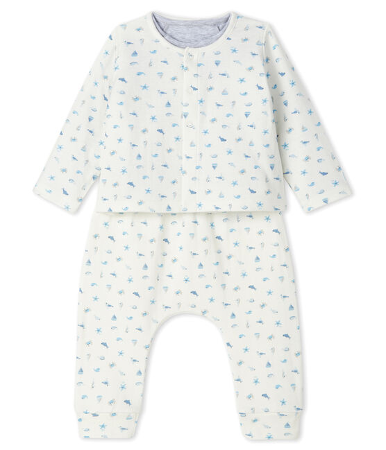3-teiliges Baby-Set aus Doppeljersey, Unisex weiss MARSHMALLOW/blau TOUDOU/ MULTICO