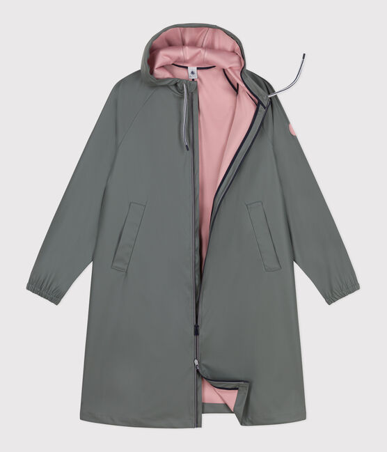 Lange Damen-Regenjacke zweifarbig grün THUYA