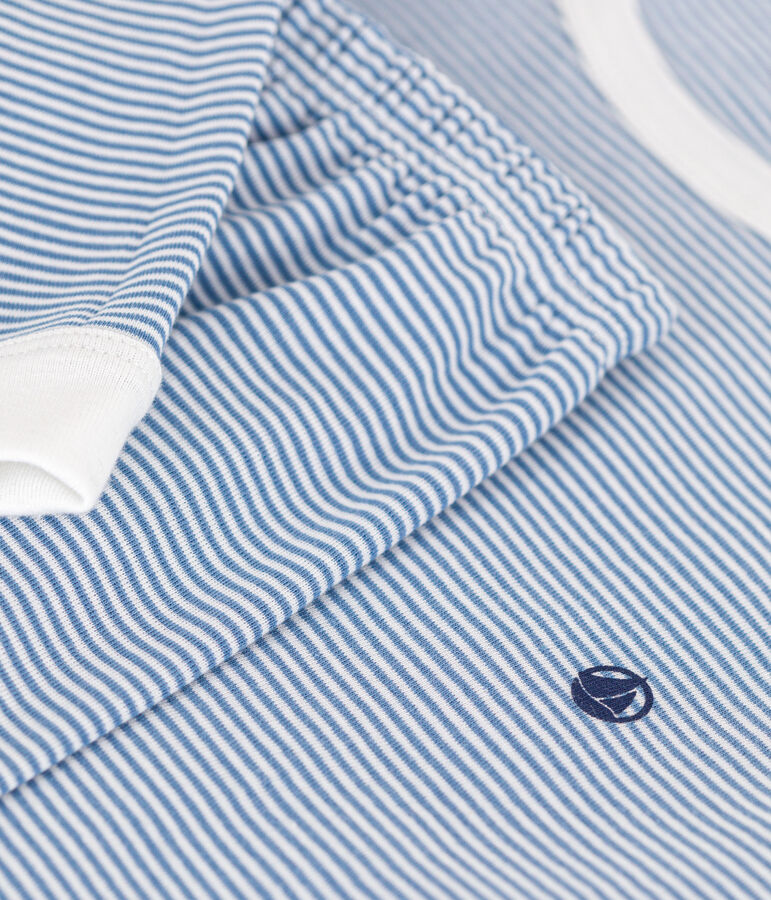 Kinder-Pyjama aus gestreifter Baumwolle f&uuml;r Jungen. blau/weiss