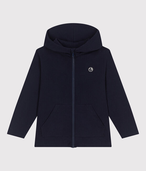 Kinder-Kapuzensweatshirt mit Reißverschluss aus einfarbiger Baumwolle  blau SMOKING