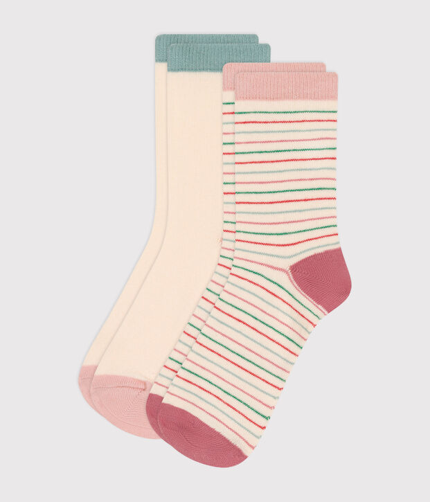2er-Set Kindersocken aus gestreifter Baumwolle vielfarbig