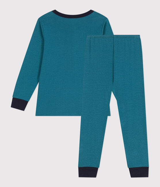 Langärmeliger Kinder-Pyjama aus Baumwolle mit Dinos grün DRAGONFLY