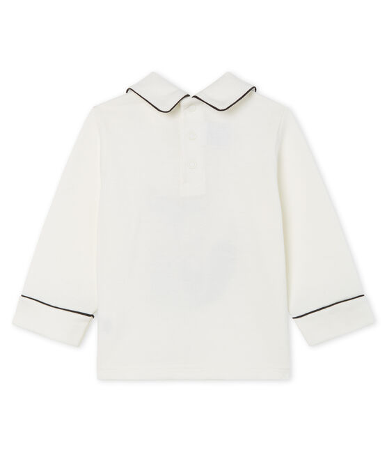 Langärmeliges Baby-T-Shirt für Jungen mit Kragen weiss MARSHMALLOW CN