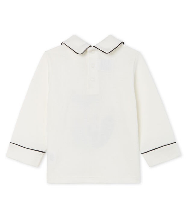 Lang&auml;rmeliges Baby-T-Shirt f&uuml;r Jungen mit Kragen weiss