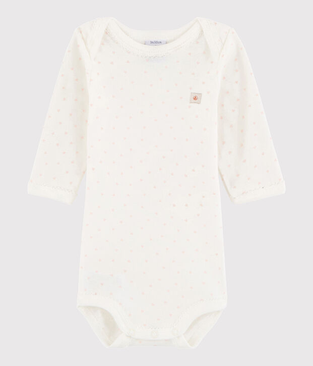 Lang&auml;rmeliger Baby-Body M&auml;dchen weiss/vielfarbig