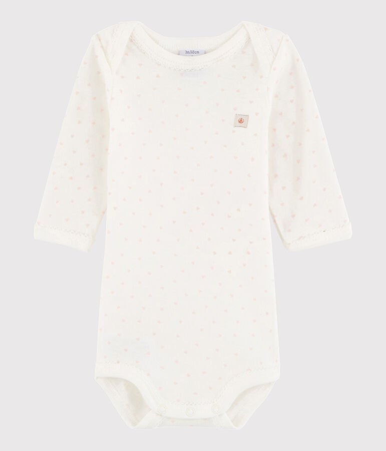 Lang&auml;rmeliger Baby-Body M&auml;dchen weiss/vielfarbig