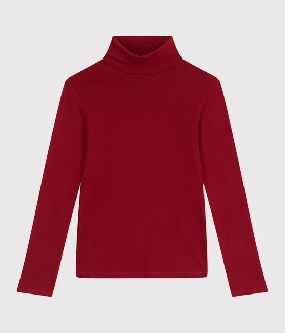 Damen-Rollkragenshirt L'Iconique aus Baumwolle rot AMARANTE