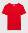 Eng anliegendes T-Shirt mit V-Ausschnitt aus Baumwolle für Damen rot PEPS