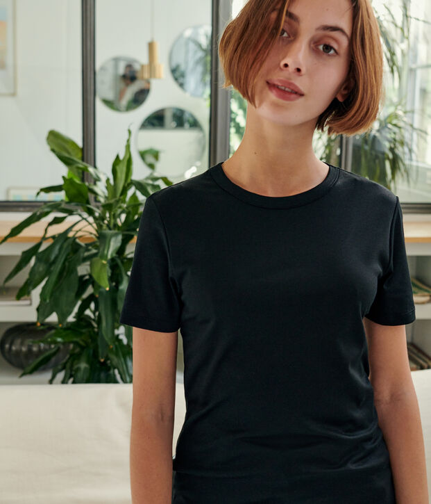 T-Shirt aus Sea-Island-Baumwolle f&uuml;r Damen schwarz