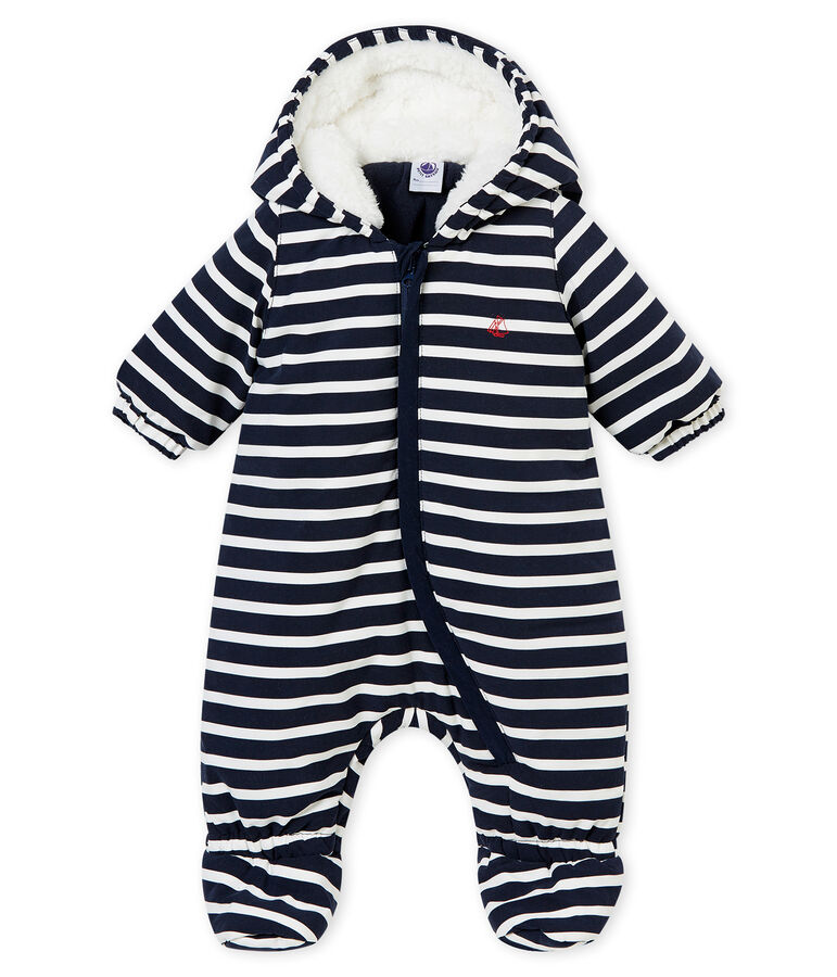 Gestreifter Baby-Fliegeroverall aus Mikrofaser f&uuml;r Jungen blau/weiss