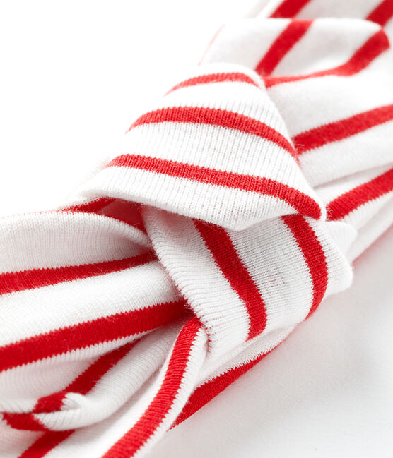 Baby-Haarband Mädchen, gestreift weiss MARSHMALLOW/rot TERKUIT