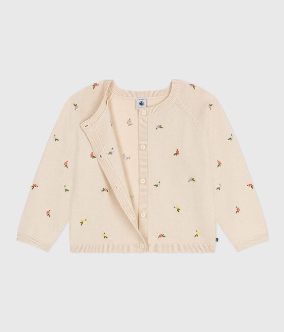 Kinder-Cardigan aus Wolle und Baumwolle mit gestickten Motiven weiss AVALANCHE/ MULTICO