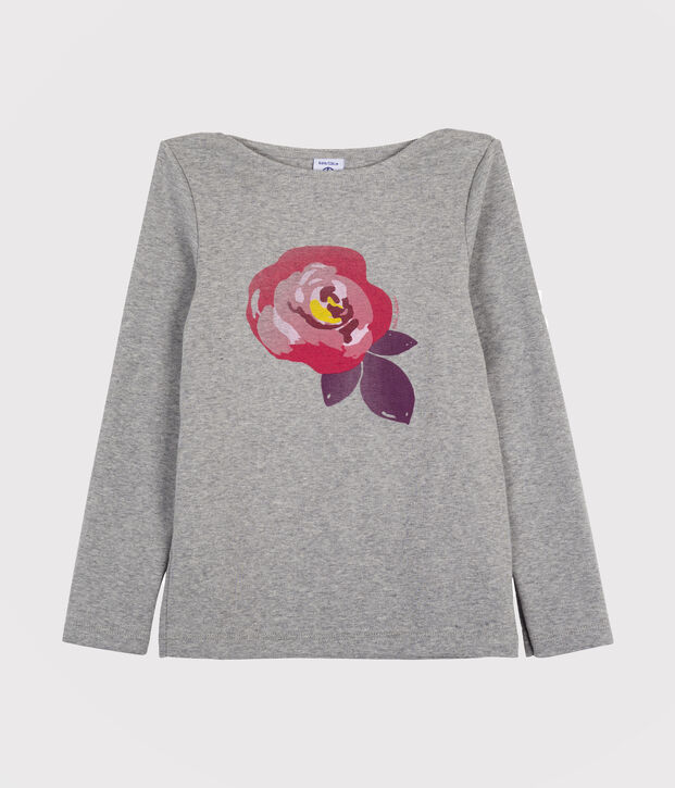 Kinder-T-Shirt mit Siebdruck f&uuml;r M&auml;dchen grau