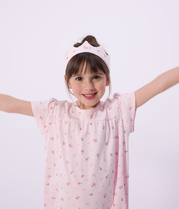 Kinder-Nachthemd zum Verkleiden mit Diadem aus Baumwolle rosa/vielfarbig