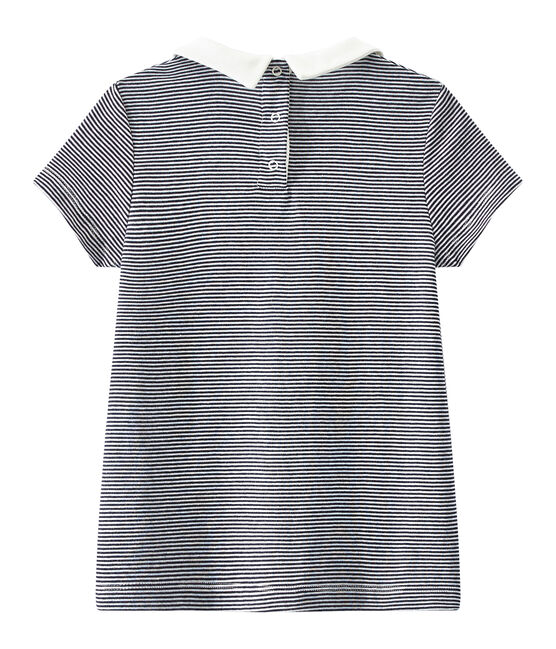 Gestreiftes Mädchen-T-Shirt blau SMOKING/weiss LAIT