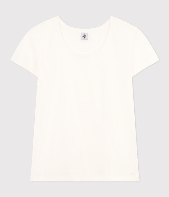 T-Shirt Le Droit aus Leinen mit Rundhalsausschnitt, Damen weiss ECUME