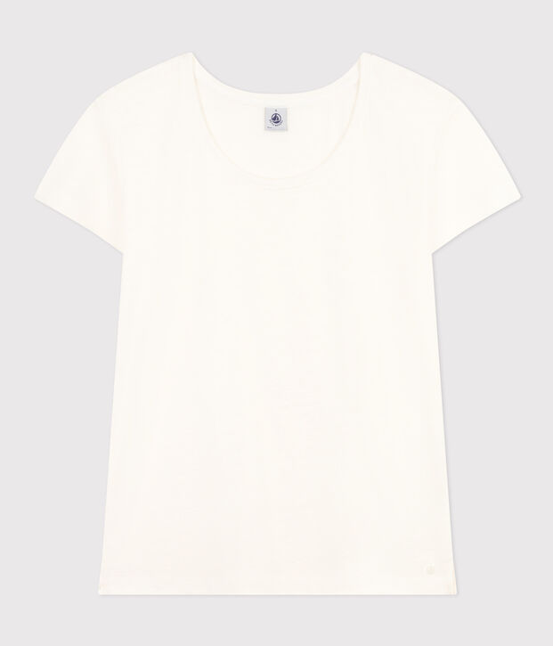 T-Shirt Le Droit aus Leinen mit Rundhalsausschnitt, Damen weiss