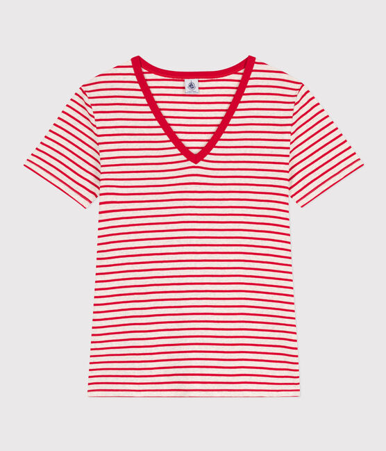 T-Shirt L’ICONIQUE aus Baumwolle mit V-Ausschnitt für Damen MONTELIMAR/ PEPS