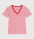 T-Shirt L’ICONIQUE aus Baumwolle mit V-Ausschnitt für Damen
