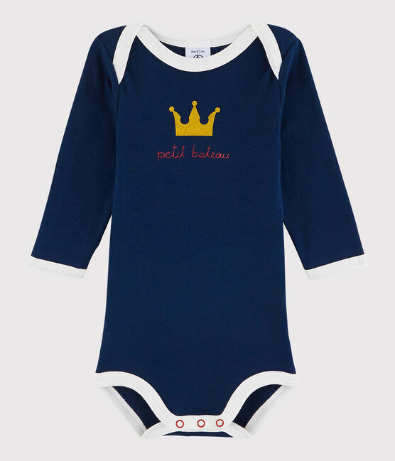 Langärmeliger Baby-Body Jungen blau MEDIEVAL