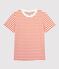 Baumwoll-T-Shirt mit Marinestreifen Damen weiss MARSHMALLOW/ CAROTTE