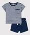 Baby-Set aus Baumwolljersey blau MEDIEVAL/weiss MARSHMALLOW