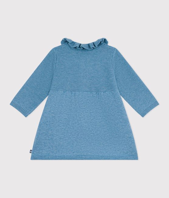 Baby-Kleid aus einfarbiger Wolle und Baumwolle ADRIATIC