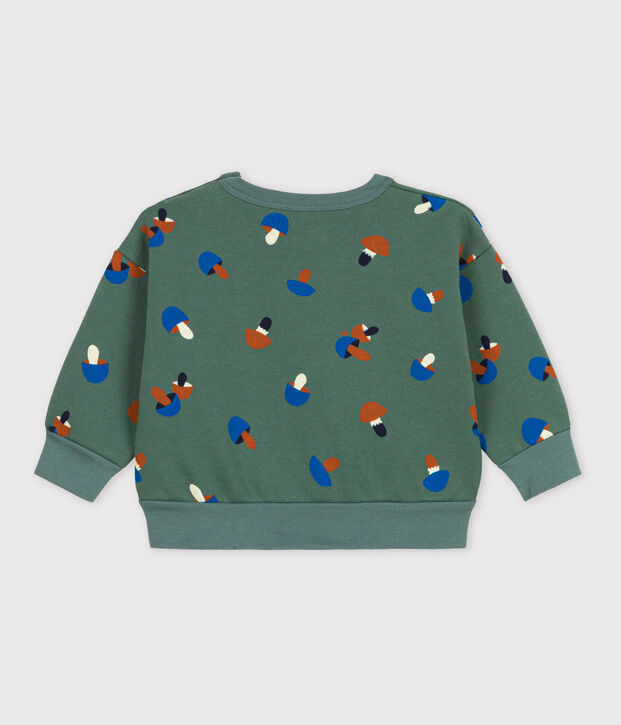 Baby-Sweatshirt aus Baumwolle mit Pilzmotiv gr&uuml;n/vielfarbig