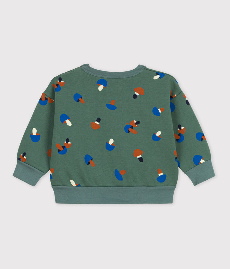 Baby-Sweatshirt aus Baumwolle mit Pilzmotiv gr&uuml;n/vielfarbig