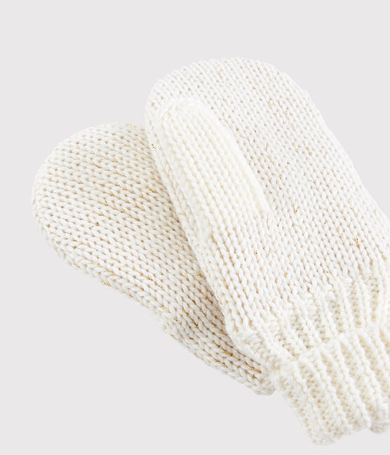 Kinder-Fausthandschuhe für Mädchen weiss MARSHMALLOW/gelb OR