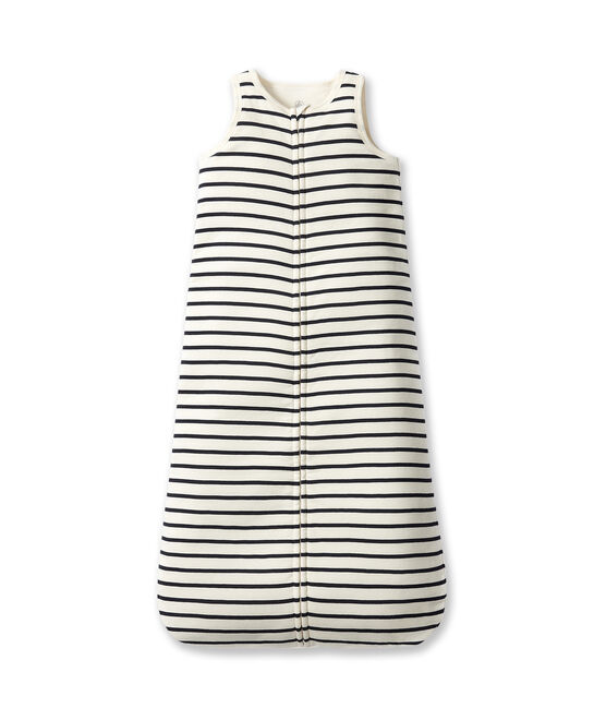 Gestreifter Baby-Schlafsack beige COQUILLE/blau ABYSSE