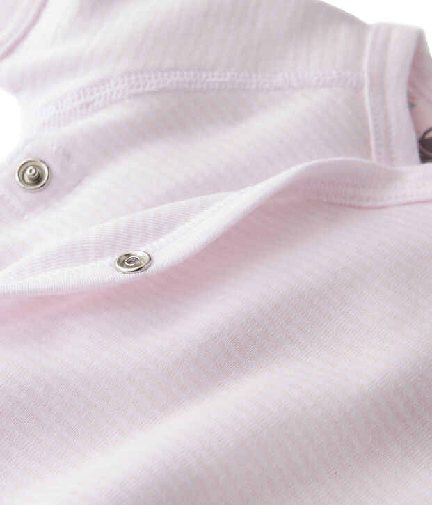 Baby-Wickelbody, Unisex, Ringelmuster rosa/weiss