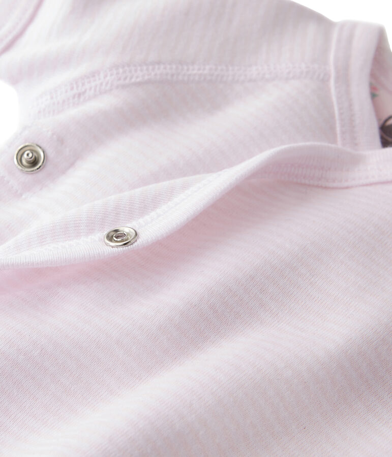 Baby-Wickelbody, Unisex, Ringelmuster rosa/weiss