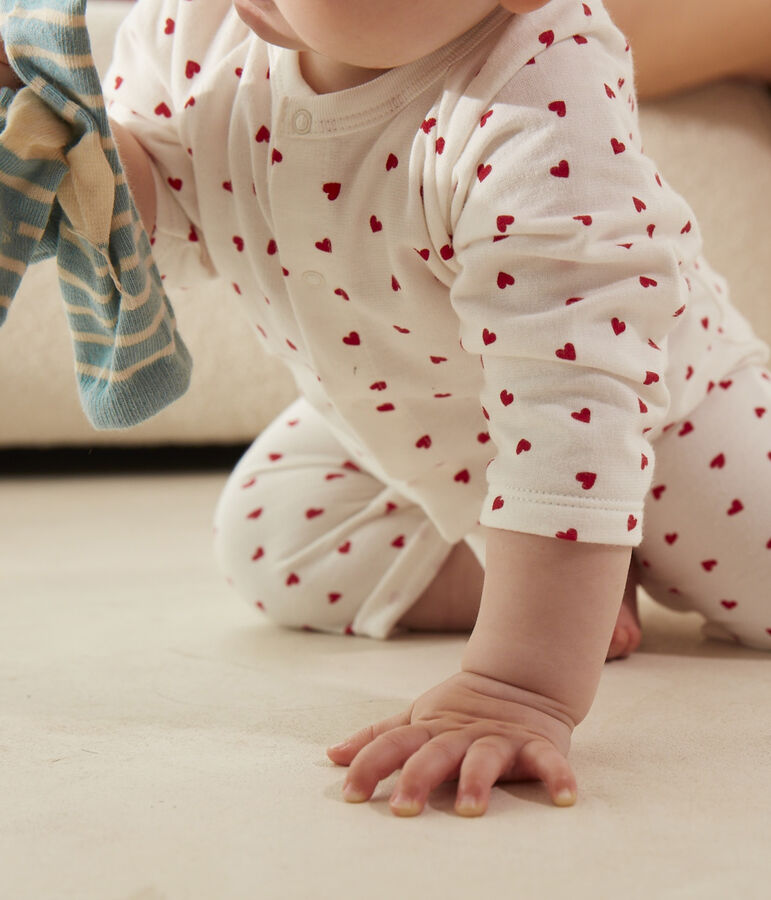 Baby-Set aus bedruckter Baumwolle weiss/rot