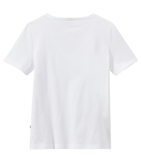 Damen-T-Shirt „COL V“ aus feinem Jersey weiss ECUME