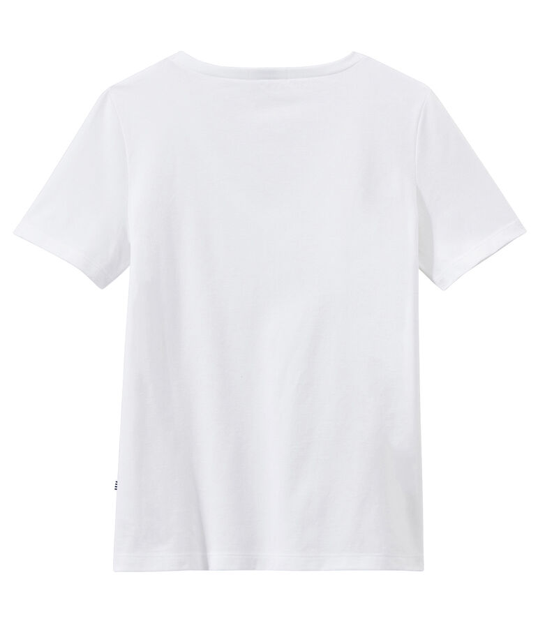 Damen-T-Shirt &bdquo;COL V&ldquo; aus feinem Jersey weiss