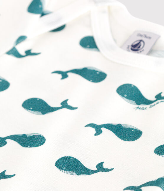 Kurzärmeliger Baby-Body aus Baumwolle mit Print grün MARSHMALLOW/ DRAGONFLY
