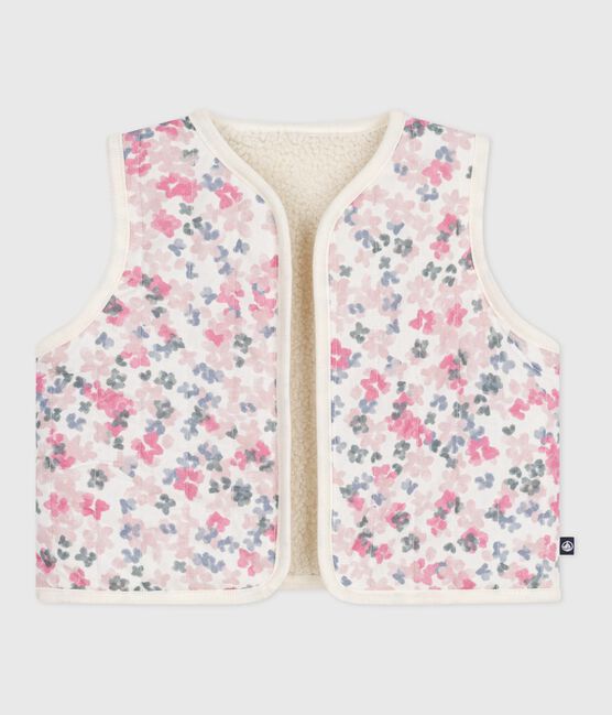 Baby-Weste aus Baumwoll-Popeline und Sherpa mit Muster MILK/ MULTICO