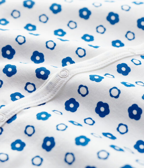 Baby-Strampler ohne Füße aus Bio-Baumwolle mit Blumenmuster im Retro-Look weiss MARSHMALLOW/ MALLARD