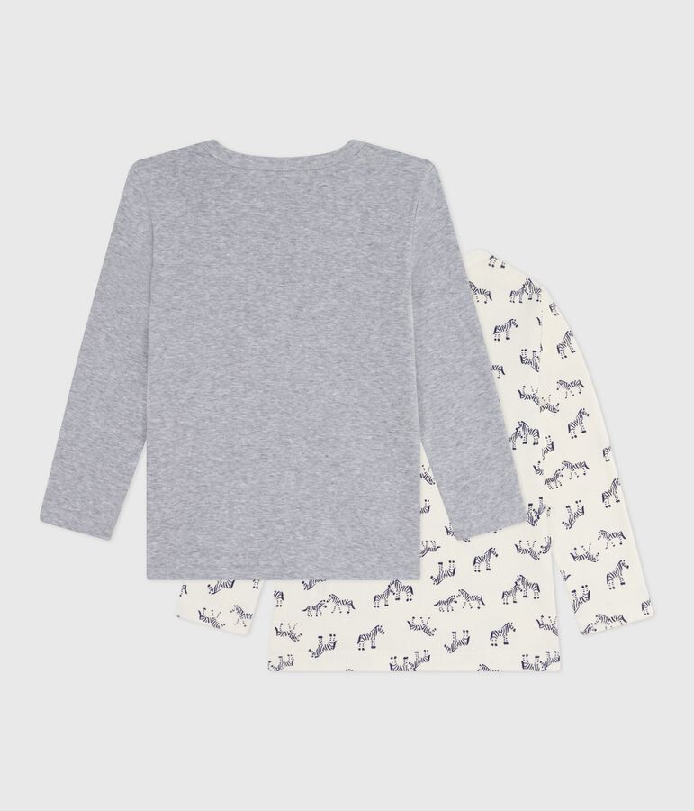 Set lang&auml;rmeliger Kinder T-Shirts aus Baumwolle mit Zebra-Motiv vielfarbig