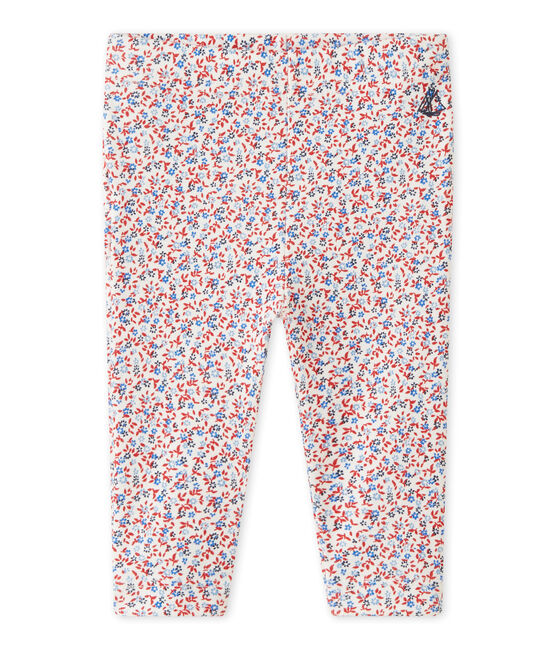 Bedruckte Baby-Mädchen-Leggings weiss MARSHMALLOW/rot TERKUIT/ MULTICO