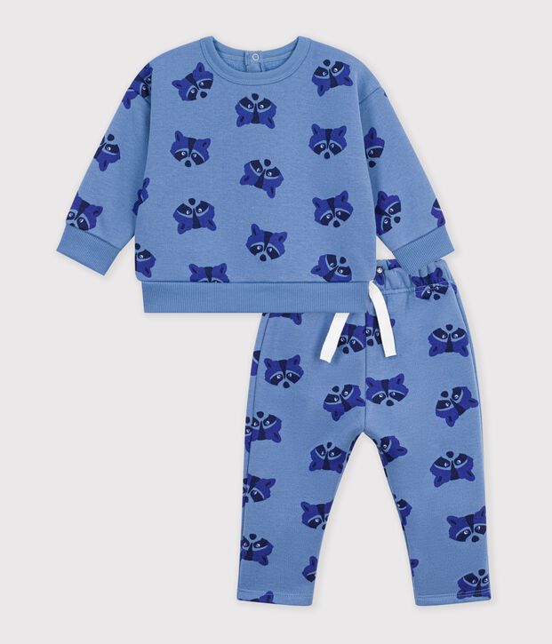 Baby-Set Sweatshirt und Hose aus Baumwolle mit Tiermotiv blau/vielfarbig